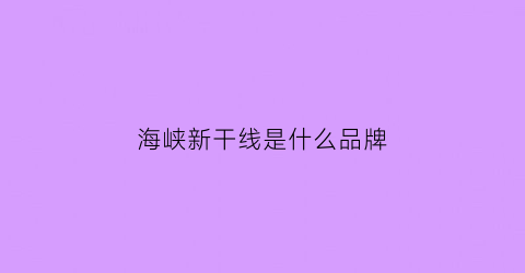 海峡新干线是什么品牌(海峡新干线视频)