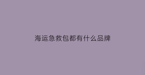 海运急救包都有什么品牌(海事紧急救援)