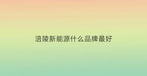 涪陵新能源什么品牌最好(涪陵能源实业集团官网)