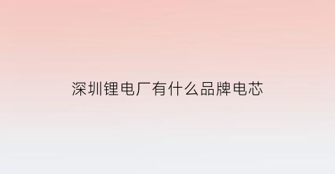 深圳锂电厂有什么品牌电芯(深圳市锂电池行业企业名录)