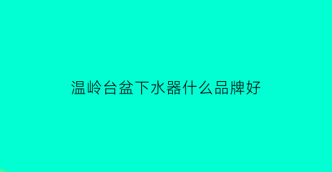 温岭台盆下水器什么品牌好(温岭卫浴批发市场)