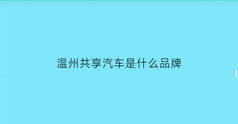 温州共享汽车是什么品牌(温州共享汽车哪里租)