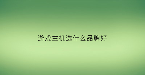 游戏主机选什么品牌好