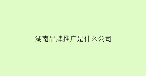 湖南品牌推广是什么公司(2021湖南省知名品牌申报)