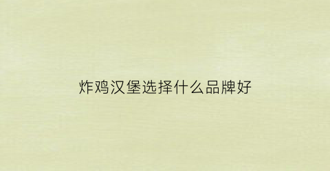 炸鸡汉堡选择什么品牌好(炸鸡汉堡哪家店最便宜)