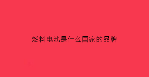 燃料电池是什么国家的品牌(燃料电池是什么概念)