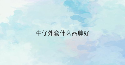 牛仔外套什么品牌好(牛仔外套什么牌子好一点)