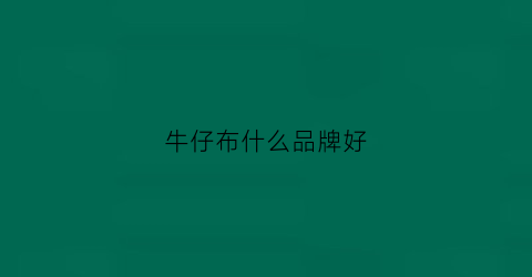 牛仔布什么品牌好(牛仔布什么品牌好用)