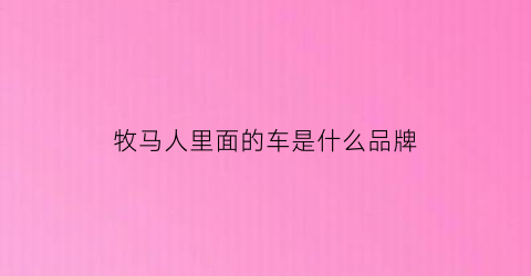 牧马人里面的车是什么品牌(牧马人车是啥牌子的车)