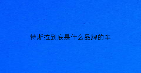 特斯拉到底是什么品牌的车(特斯拉是哪个品牌的车型)