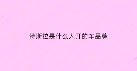 特斯拉是什么人开的车品牌(特斯拉是哪位)