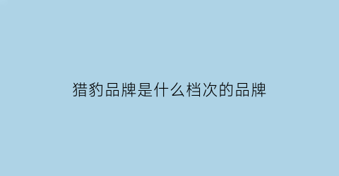 猎豹品牌是什么档次的品牌(猎豹品牌是什么档次的品牌衣服)