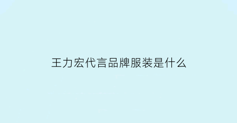 王力宏代言品牌服装是什么(王力宏代言了什么饮料)