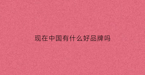 现在中国有什么好品牌吗(现在中国有什么好品牌吗知乎)