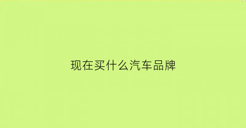 现在买什么汽车品牌(现在买什么汽车合适)
