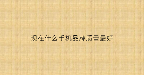 现在什么手机品牌质量最好(现在哪种品牌手机好)