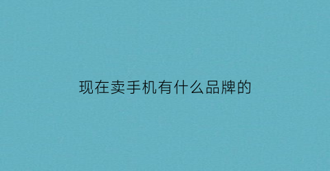 现在卖手机有什么品牌的(现在卖最好的手机)
