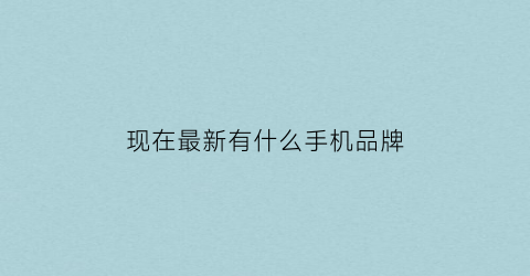 现在最新有什么手机品牌(现在的最新手机)