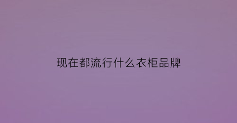 现在都流行什么衣柜品牌(现在流行衣柜的样式效果图)