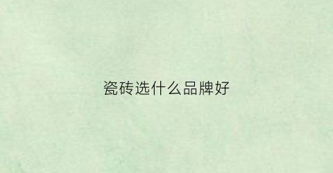 瓷砖选什么品牌好
