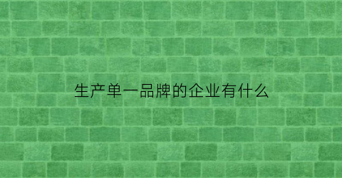 生产单一品牌的企业有什么(企业生产单一产品线中的几个产品项目)