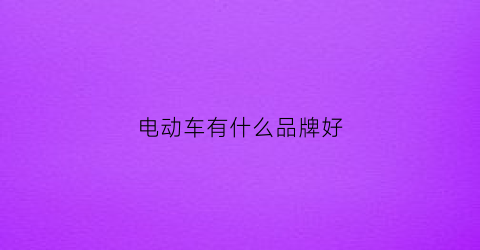 电动车有什么品牌好(电动车有什么品牌好骑)