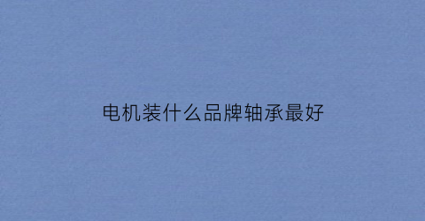 电机装什么品牌轴承最好(电机轴承用什么牌子最好)