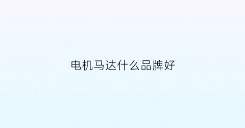 电机马达什么品牌好(电机马达哪个牌子最好)