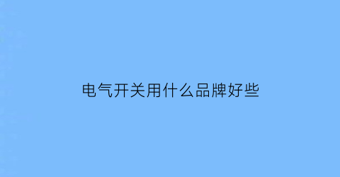 电气开关用什么品牌好些