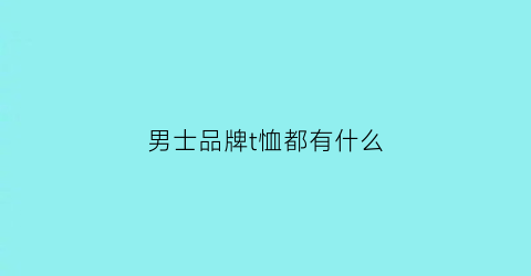 男士品牌t恤都有什么