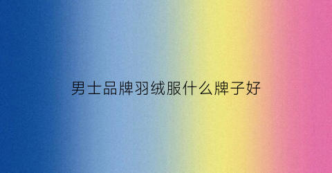 男士品牌羽绒服什么牌子好(男士羽绒服哪个牌子好)