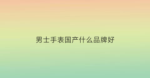 男士手表国产什么品牌好(男款国产手表品牌排行榜)