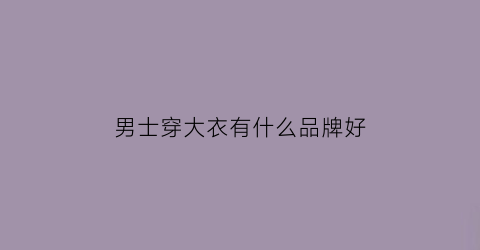 男士穿大衣有什么品牌好(男生大衣品牌推荐)