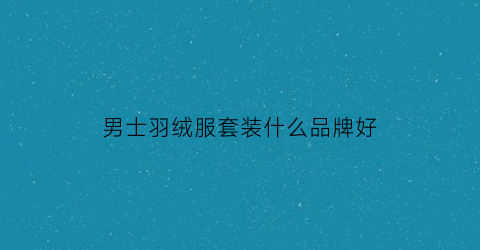 男士羽绒服套装什么品牌好(男士羽绒服选什么牌子好)