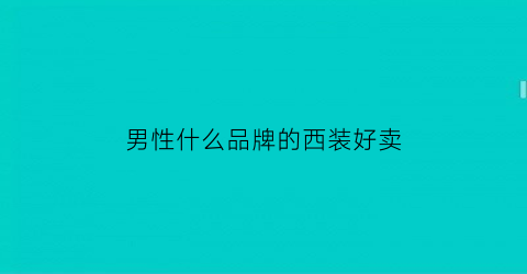 男性什么品牌的西装好卖(哪些男士牌子的西装性价比高)
