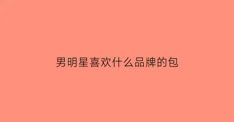 男明星喜欢什么品牌的包(明星喜欢的男装品牌)