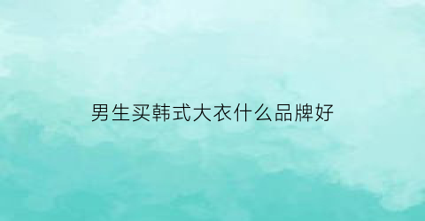 男生买韩式大衣什么品牌好(男生韩式衣服)