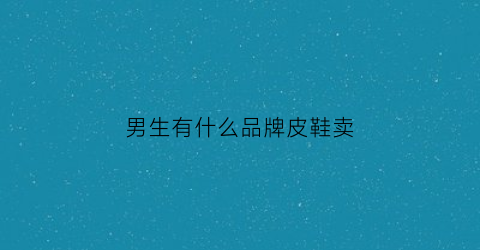 男生有什么品牌皮鞋卖(男生有什么品牌皮鞋卖的)