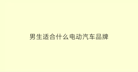 男生适合什么电动汽车品牌(适合男士开的电动汽车)