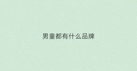 男童都有什么品牌(男童有什么品牌衣服)