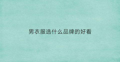 男衣服选什么品牌的好看(男衣服品牌推荐)