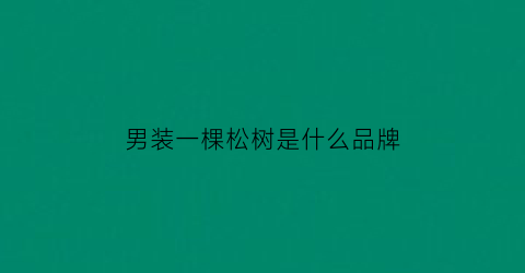 男装一棵松树是什么品牌(一棵松树是什么牌子)