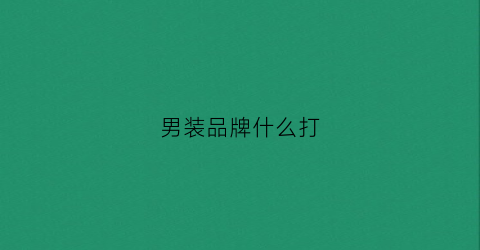 男装品牌什么打(男装有什么大牌)