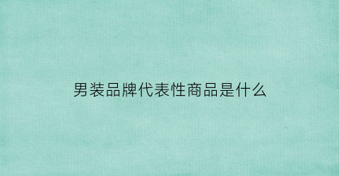 男装品牌代表性商品是什么(男装品牌代表性商品是什么标志)