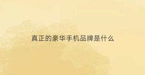 真正的豪华手机品牌是什么