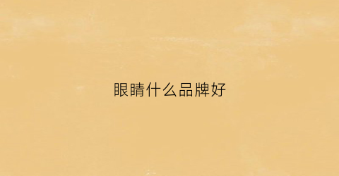 眼睛什么品牌好(眼睛什么品牌好用)