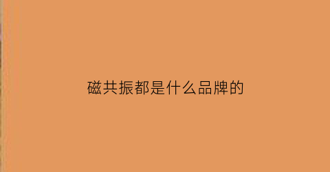 磁共振都是什么品牌的(磁共振都有什么品牌)