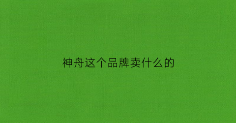 神舟这个品牌卖什么的(神舟的牌子)