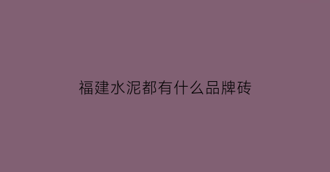 福建水泥都有什么品牌砖(福建水泥有什么牌子)