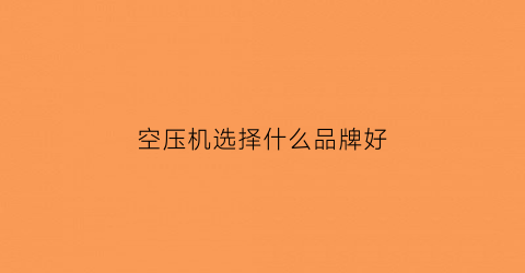 空压机选择什么品牌好(空压机选择什么品牌好一点)